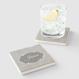 Dessous-de-verre En Pierre Dessous de verre de pierre personnalisé Grey Chevr