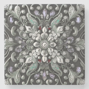 Dessous-de-verre En Pierre Dessous de verre décoratif en pierre violet argent