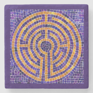 DESSOUS-DE-VERRE EN PIERRE DESSOUS DE VERRE EN MARBRE - MOSAÏQUE LABYRINTHE -