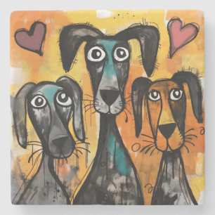 Dessous-de-verre En Pierre Dessous de verre en marbre Saint-Valentin Chien Cœ
