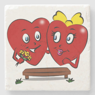 Dessous-de-verre En Pierre Dessous de verre en marbre Saint-Valentin couple r