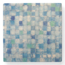 Dessous de verre en marbre "Tissage Bleu"