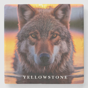 Dessous-de-verre En Pierre Dessous de verre en marbre-Yellowstone Loup