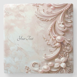 Dessous-de-verre En Pierre Dessous de verre en perle ornementale rose et pier