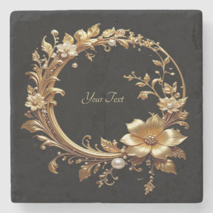 Dessous-de-verre En Pierre Dessous de verre en pierre à cadre orné de fleurs
