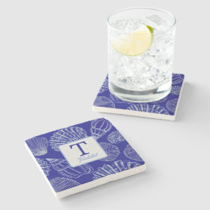 Dessous-de-verre En Pierre Dessous de verre en pierre à monogramme Coquillage