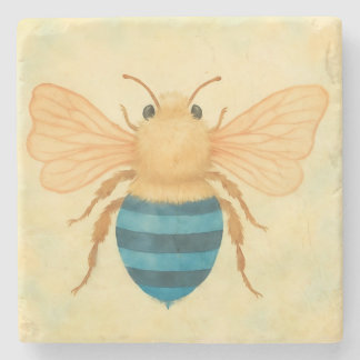 Dessous-de-verre En Pierre Dessous de verre en pierre abeille à bandes bleues