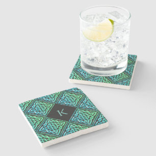 Dessous-de-verre En Pierre Dessous de verre en pierre bleu bleu clair monogra