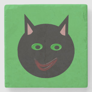 Dessous-de-verre En Pierre Dessous de verre en pierre de chat noir d'Hallowee