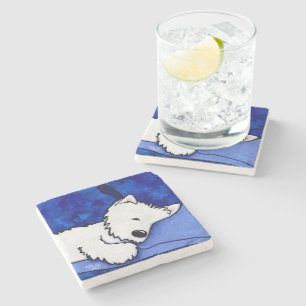Dessous-de-verre En Pierre Dessous de verre en pierre de chien fatigué Westie