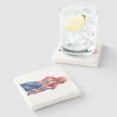 Dessous-de-verre En Pierre Dessous de verre en pierre de marbre avec drapeau (Côté)