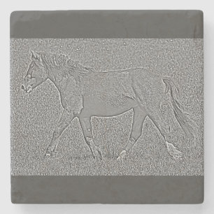 Dessous-de-verre En Pierre Dessous de verre en pierre de marbre - Cheval sauv
