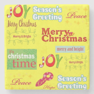 Dessous-de-verre En Pierre Dessous de verre en pierre de marbre de Noël, Joy 