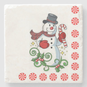 Dessous-de-verre En Pierre Dessous de verre en pierre de marbre de Noël, Snow