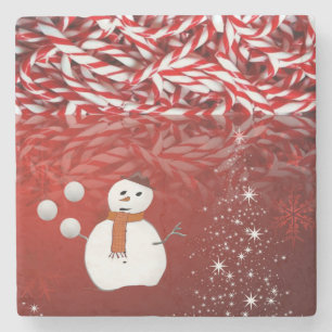 Dessous-de-verre En Pierre Dessous de verre en pierre de marbre de Noël, Snow