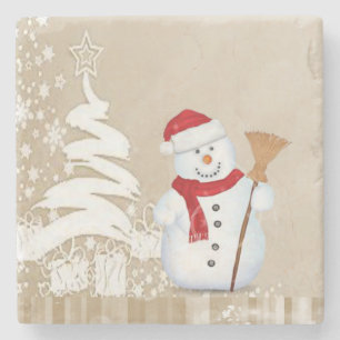 Dessous-de-verre En Pierre Dessous de verre en pierre de marbre de Noël, Snow