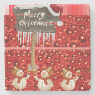 Dessous-de-verre En Pierre Dessous de verre en pierre de marbre de Noël, Snow