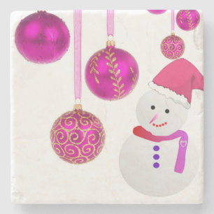 Dessous-de-verre En Pierre Dessous de verre en pierre de marbre de Noël, Snow
