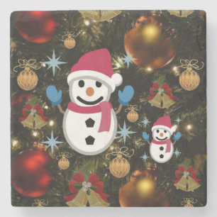 Dessous-de-verre En Pierre Dessous de verre en pierre de marbre de Noël, Snow