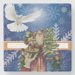 Dessous-de-verre En Pierre Dessous de verre en pierre de marbre de Noël, Vint