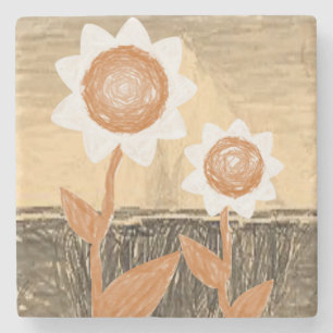 Dessous-de-verre En Pierre Dessous de verre en pierre de marbre Floral