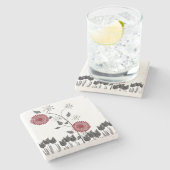 Dessous-de-verre En Pierre Dessous de verre en pierre de marbre Floral (Côté)