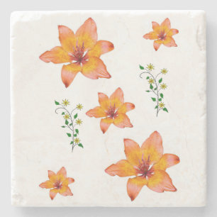 Dessous-de-verre En Pierre Dessous de verre en pierre de marbre Floral