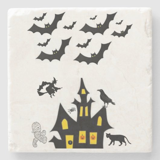 Dessous-de-verre En Pierre Dessous de verre en pierre de marbre Halloween (Devant)