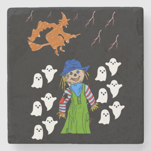 Dessous-de-verre En Pierre Dessous de verre en pierre de marbre Halloween (Devant)