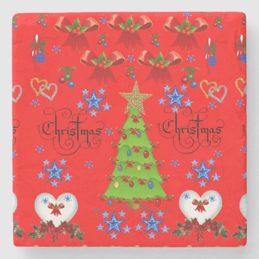 Dessous-de-verre En Pierre Dessous de verre en pierre de marbre Noël (Devant)