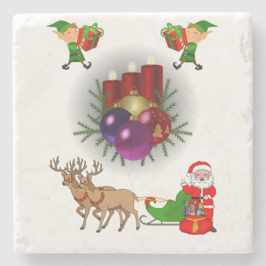 Dessous-de-verre En Pierre Dessous de verre en pierre de marbre Noël (Devant)
