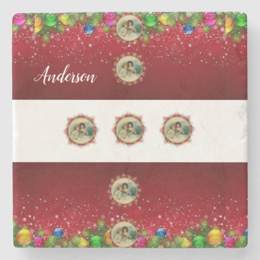 Dessous-de-verre En Pierre Dessous de verre en pierre de marbre Noël (Devant)