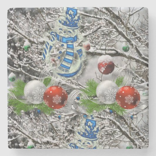 Dessous-de-verre En Pierre Dessous de verre en pierre de marbre Noël (Devant)