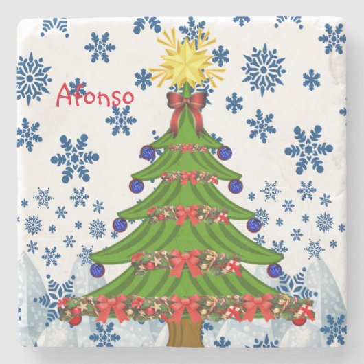 Dessous-de-verre En Pierre Dessous de verre en pierre de marbre Noël (Devant)