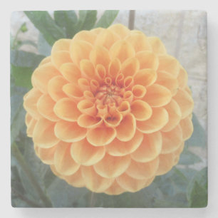 Dessous-de-verre En Pierre Dessous de verre en pierre de marbre Orange Dahlia