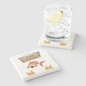 Dessous-de-verre En Pierre Dessous de verre en pierre de marbre Pêche (Côté)