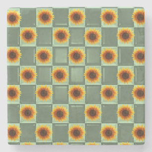 Dessous-de-verre En Pierre Dessous de verre en pierre de marbre Tournesol