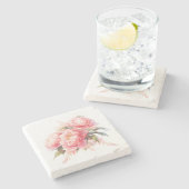 Dessous-de-verre En Pierre Dessous de verre en pierre de pivoines roses (Côté)