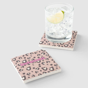 Dessous-de-verre En Pierre Dessous de verre en pierre imprimé animal rose