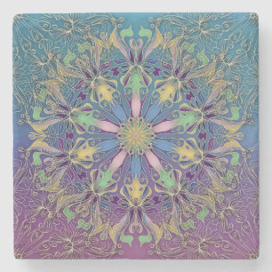 Dessous-de-verre En Pierre Dessous de verre en pierre mandala coloré