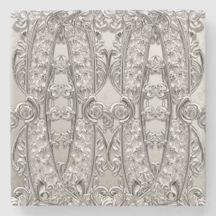 Dessous-de-verre En Pierre Dessous de verre en pierre moderne orné d'argent