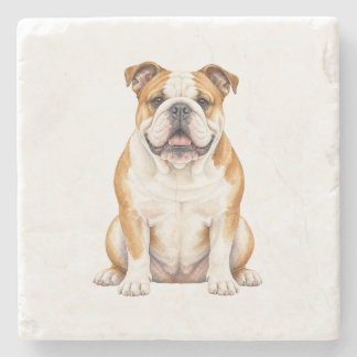 Dessous-de-verre En Pierre Dessous de verre en pierre naturelle Bulldog assis