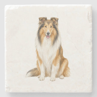 Dessous-de-verre En Pierre Dessous de verre en pierre naturelle Collie assis