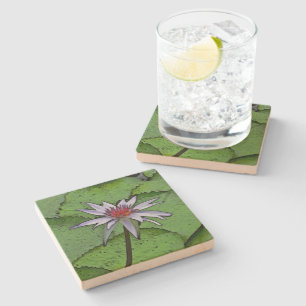 DESSOUS-DE-VERRE EN PIERRE DESSOUS DE VERRE EN PIERRE/ "NÉNUPHAR D'EAU DE LAV