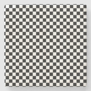 DESSOUS-DE-VERRE EN PIERRE DESSOUS DE VERRE EN PIERRE NOIR ET BLANC À DAMIER