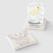 Dessous-de-verre En Pierre Dessous de verre en pierre rose rose blanche (Côté)