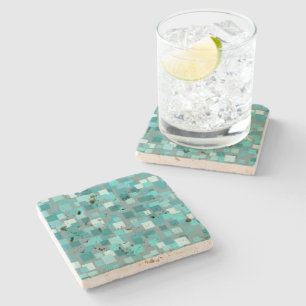 Dessous-de-verre En Pierre Dessous de verre en pierre turquoise vintage