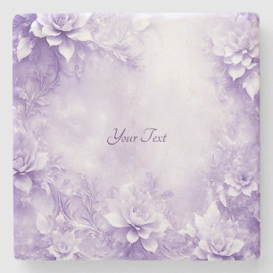 Dessous-de-verre En Pierre Dessous de verre en pierre violet aux fleurs blanc