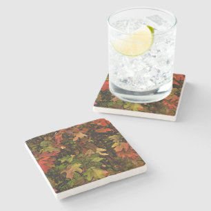 Dessous-de-verre En Pierre dessous de verre en travertin "FEUILLES" avec dos