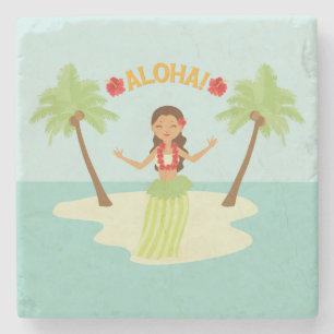 Dessous-de-verre En Pierre Dessous de verre fille de hula de Luau hawaïen mig